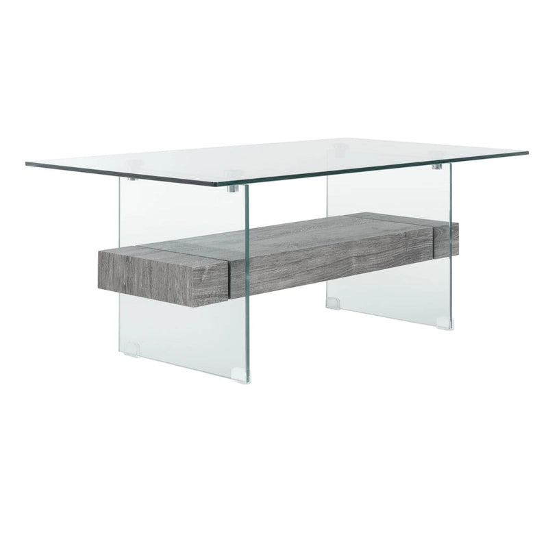 Table basse moderne en verre – 43,3 x 23,6 x 16,5 pouces – 43 de large x 24 de profondeur x 17 de haut