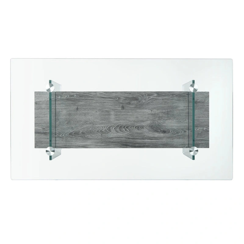 Table basse moderne en verre – 43,3 x 23,6 x 16,5 pouces – 43 de large x 24 de profondeur x 17 de haut