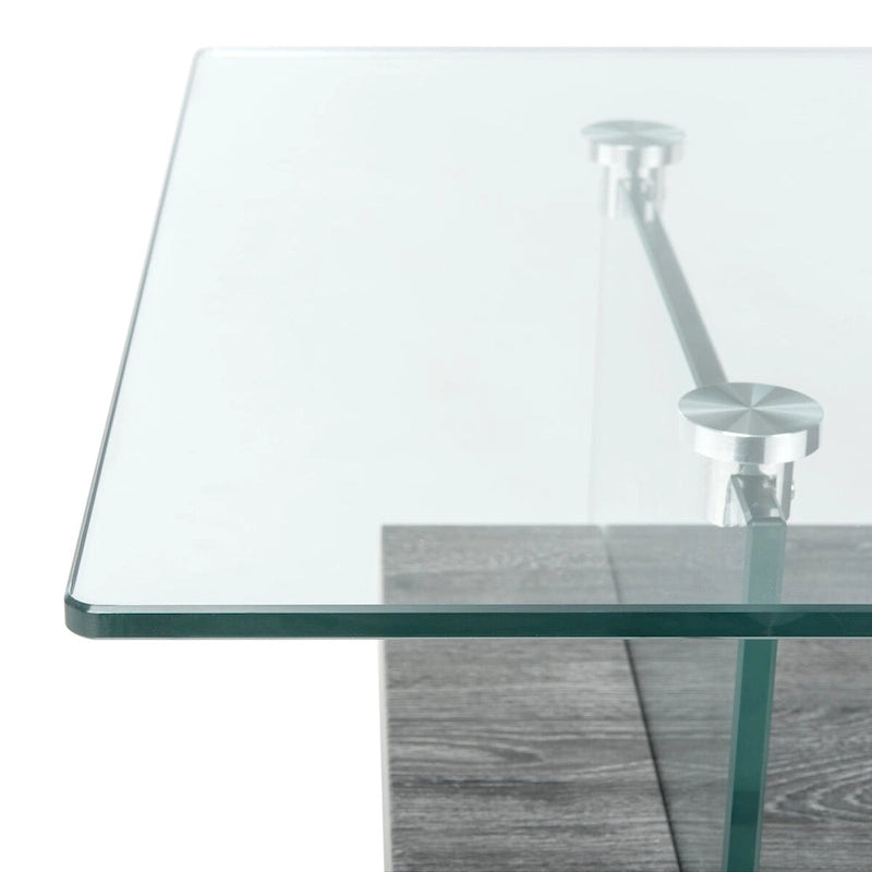 Table basse moderne en verre – 43,3 x 23,6 x 16,5 pouces – 43 de large x 24 de profondeur x 17 de haut