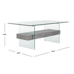 Table basse moderne en verre – 43,3 x 23,6 x 16,5 pouces – 43 de large x 24 de profondeur x 17 de haut