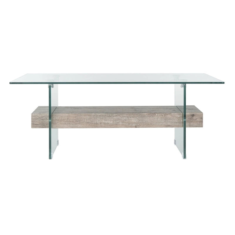 Table basse moderne en verre – 43,3 x 23,6 x 16,5 pouces – 43 de large x 24 de profondeur x 17 de haut