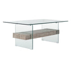 Table basse moderne en verre – 43,3 x 23,6 x 16,5 pouces – 43 de large x 24 de profondeur x 17 de haut