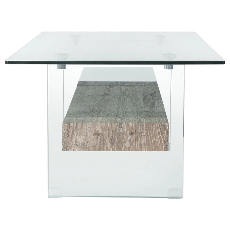 Table basse moderne en verre – 43,3 x 23,6 x 16,5 pouces – 43 de large x 24 de profondeur x 17 de haut