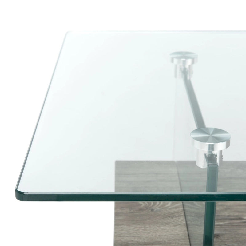 Table basse moderne en verre – 43,3 x 23,6 x 16,5 pouces – 43 de large x 24 de profondeur x 17 de haut