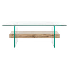 Table basse moderne en verre – 43,3 x 23,6 x 16,5 pouces – 43 de large x 24 de profondeur x 17 de haut