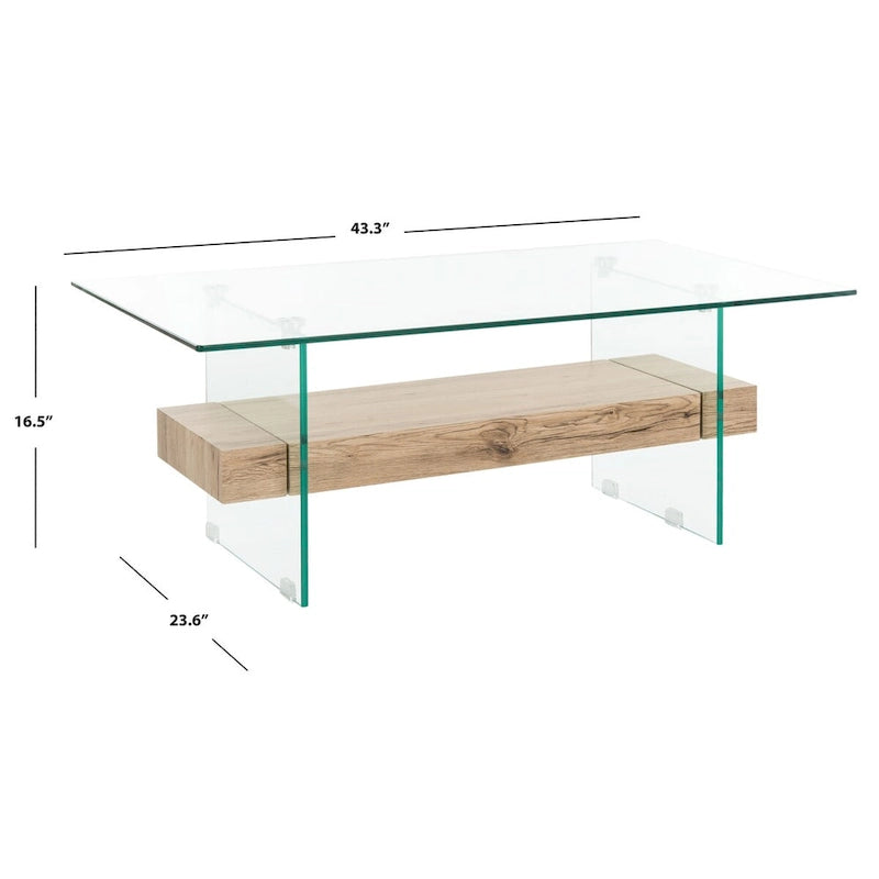 Table basse moderne en verre – 43,3 x 23,6 x 16,5 pouces – 43 de large x 24 de profondeur x 17 de haut