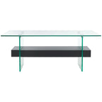 Table basse moderne en verre – 43,3 x 23,6 x 16,5 pouces – 43 de large x 24 de profondeur x 17 de haut