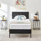 Cadre de lit plateforme double/grand/très grand avec tête de lit en bois, matelas sans ressort requis, facile à assembler.