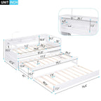 Lit de repos en bois avec 2 lits gigognes, 3 compartiments de rangement, 1 lampe gratuite et port de chargement USB