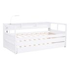 Lit de repos en bois avec 2 lits gigognes, 3 compartiments de rangement, 1 lampe gratuite et port de chargement USB