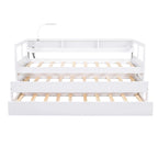 Lit de repos en bois avec 2 lits gigognes, 3 compartiments de rangement, 1 lampe gratuite et port de chargement USB