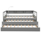 Lit de repos en bois avec 2 lits gigognes, 3 compartiments de rangement, 1 lampe gratuite et port de chargement USB