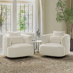 Fauteuil pivotant, tissu mélangé, canapé-fauteuil de salon moderne en forme de baquet - 83 cm de large x 83 cm de profondeur x 68 cm de haut.