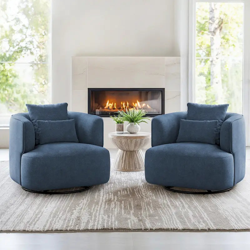 Fauteuil pivotant, tissu mélangé, canapé-fauteuil de salon moderne en forme de baquet - 83 cm de large x 83 cm de profondeur x 68 cm de haut.