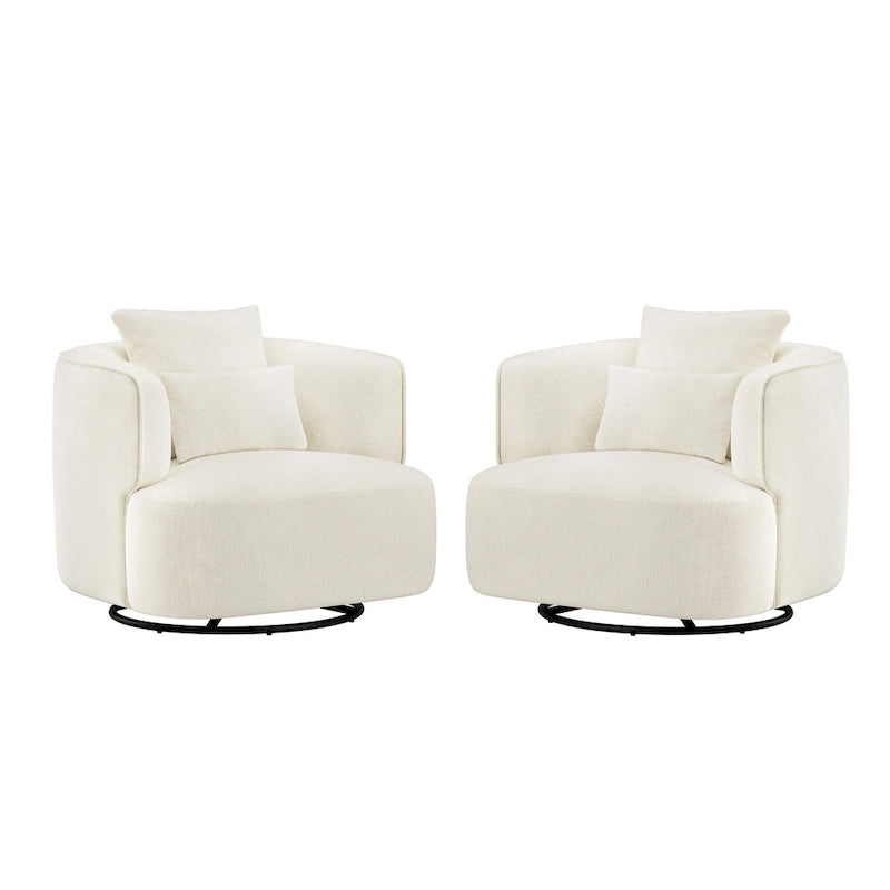 Fauteuil pivotant, tissu mélangé, canapé-fauteuil de salon moderne en forme de baquet - 83 cm de large x 83 cm de profondeur x 68 cm de haut.