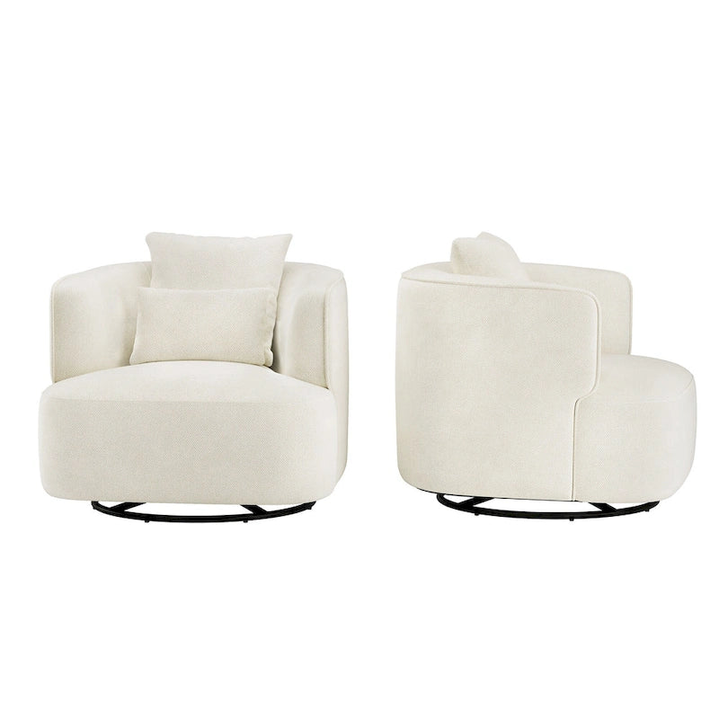 Fauteuil pivotant, tissu mélangé, canapé-fauteuil de salon moderne en forme de baquet - 83 cm de large x 83 cm de profondeur x 68 cm de haut.