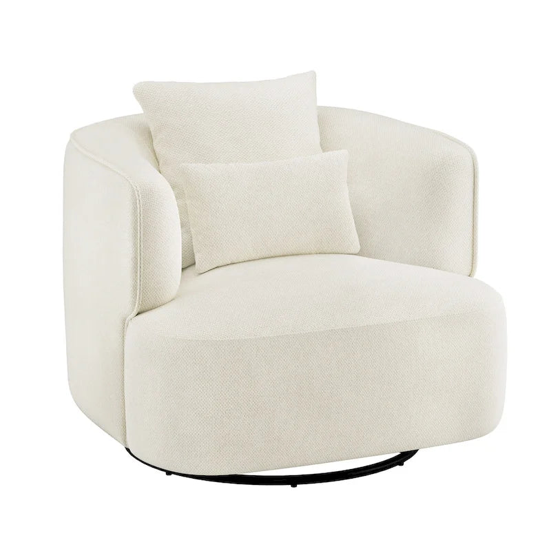 Fauteuil pivotant, tissu mélangé, canapé-fauteuil de salon moderne en forme de baquet - 83 cm de large x 83 cm de profondeur x 68 cm de haut.