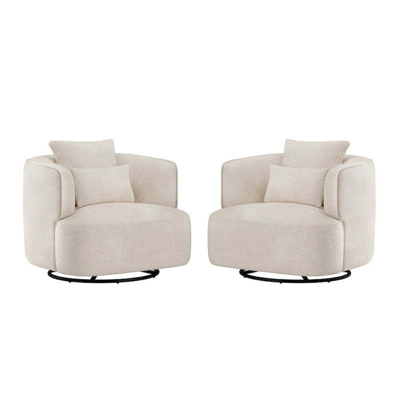 Fauteuil pivotant, tissu mélangé, canapé-fauteuil de salon moderne en forme de baquet - 83 cm de large x 83 cm de profondeur x 68 cm de haut.