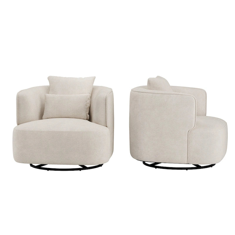Fauteuil pivotant, tissu mélangé, canapé-fauteuil de salon moderne en forme de baquet - 83 cm de large x 83 cm de profondeur x 68 cm de haut.