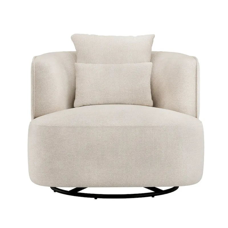 Fauteuil pivotant, tissu mélangé, canapé-fauteuil de salon moderne en forme de baquet - 83 cm de large x 83 cm de profondeur x 68 cm de haut.