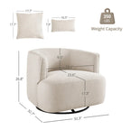 Fauteuil pivotant, tissu mélangé, canapé-fauteuil de salon moderne en forme de baquet - 83 cm de large x 83 cm de profondeur x 68 cm de haut.