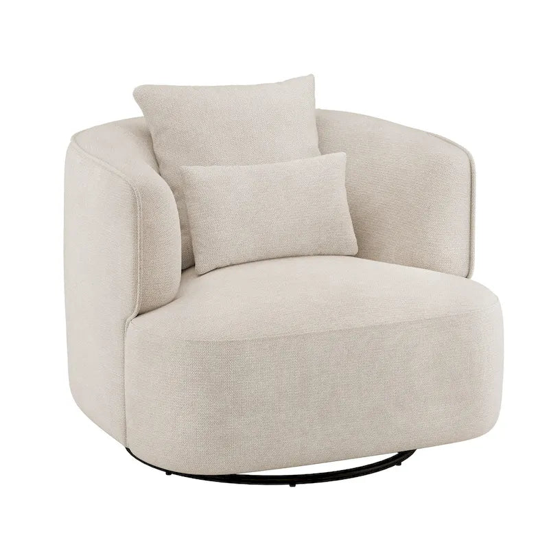 Fauteuil pivotant, tissu mélangé, canapé-fauteuil de salon moderne en forme de baquet - 83 cm de large x 83 cm de profondeur x 68 cm de haut.