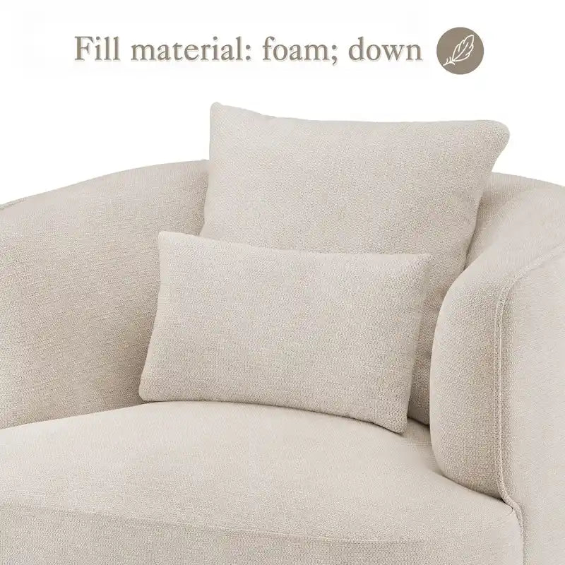 Fauteuil pivotant, tissu mélangé, canapé-fauteuil de salon moderne en forme de baquet - 83 cm de large x 83 cm de profondeur x 68 cm de haut.