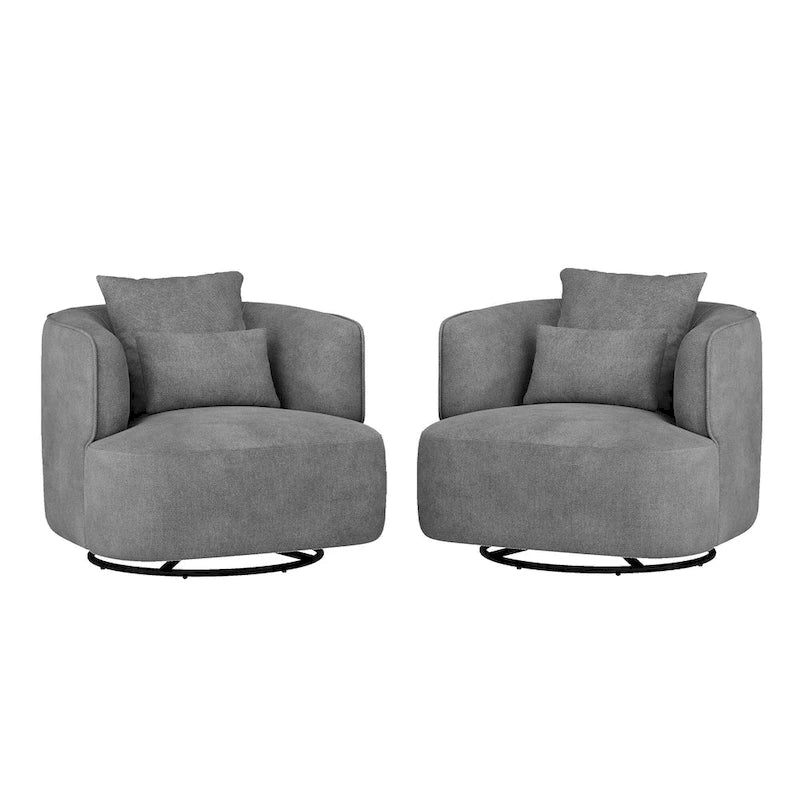Fauteuil pivotant, tissu mélangé, canapé-fauteuil de salon moderne en forme de baquet - 83 cm de large x 83 cm de profondeur x 68 cm de haut.