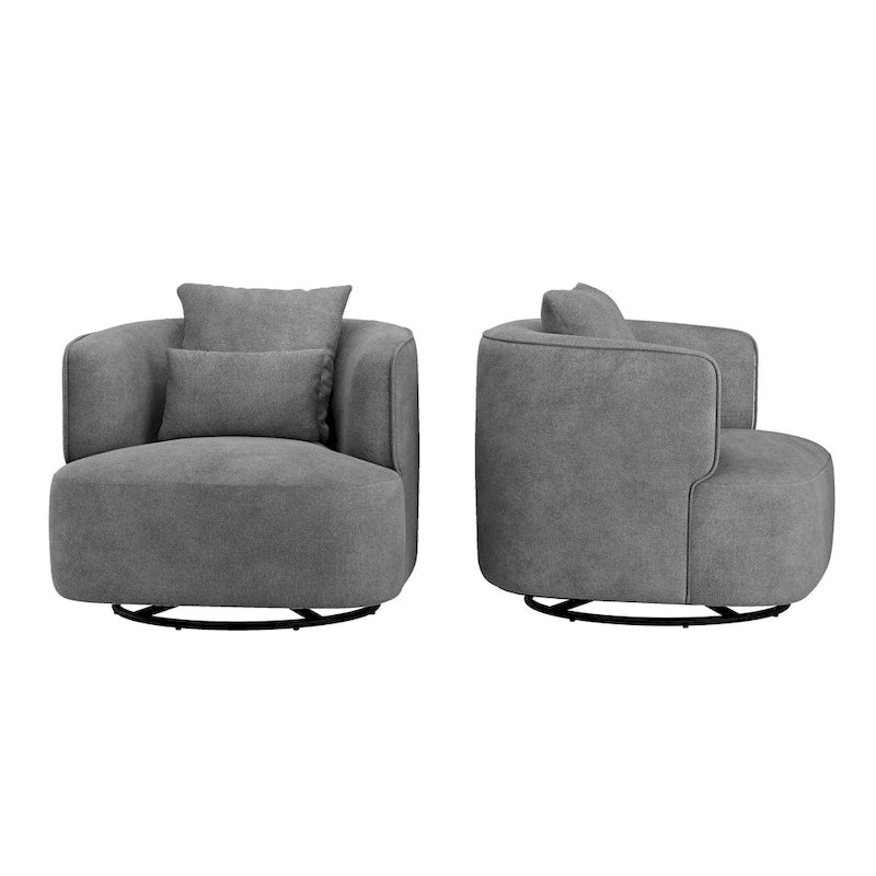 Fauteuil pivotant, tissu mélangé, canapé-fauteuil de salon moderne en forme de baquet - 83 cm de large x 83 cm de profondeur x 68 cm de haut.
