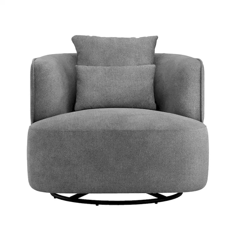 Fauteuil pivotant, tissu mélangé, canapé-fauteuil de salon moderne en forme de baquet - 83 cm de large x 83 cm de profondeur x 68 cm de haut.