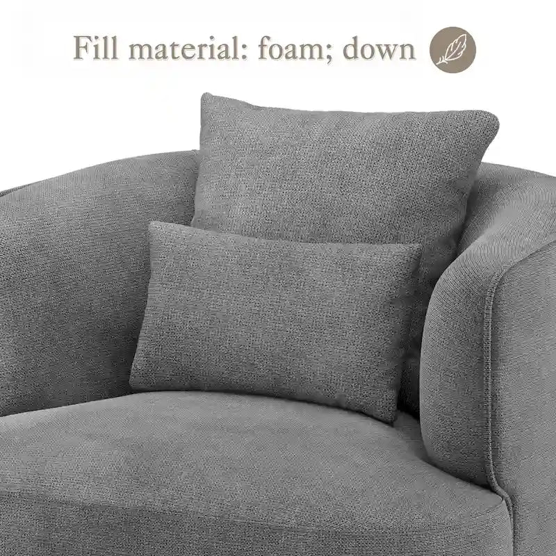 Fauteuil pivotant, tissu mélangé, canapé-fauteuil de salon moderne en forme de baquet - 83 cm de large x 83 cm de profondeur x 68 cm de haut.
