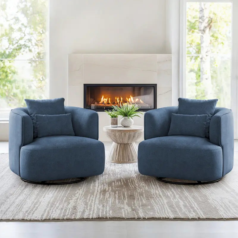 Fauteuil pivotant, tissu mélangé, canapé-fauteuil de salon moderne en forme de baquet - 83 cm de large x 83 cm de profondeur x 68 cm de haut.
