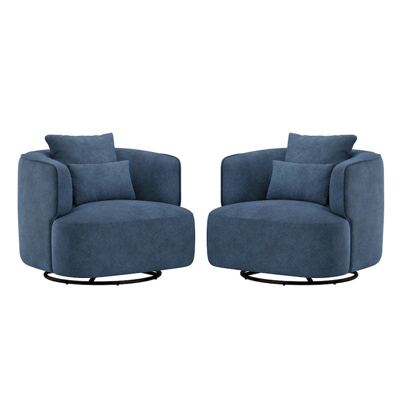 Fauteuil pivotant, tissu mélangé, canapé-fauteuil de salon moderne en forme de baquet - 83 cm de large x 83 cm de profondeur x 68 cm de haut.