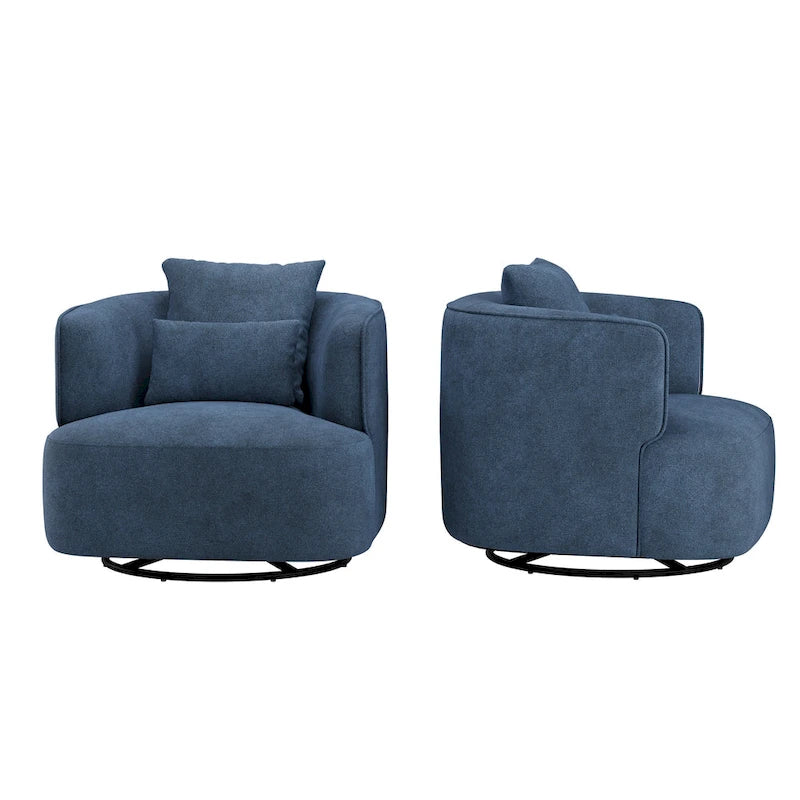 Fauteuil pivotant, tissu mélangé, canapé-fauteuil de salon moderne en forme de baquet - 83 cm de large x 83 cm de profondeur x 68 cm de haut.