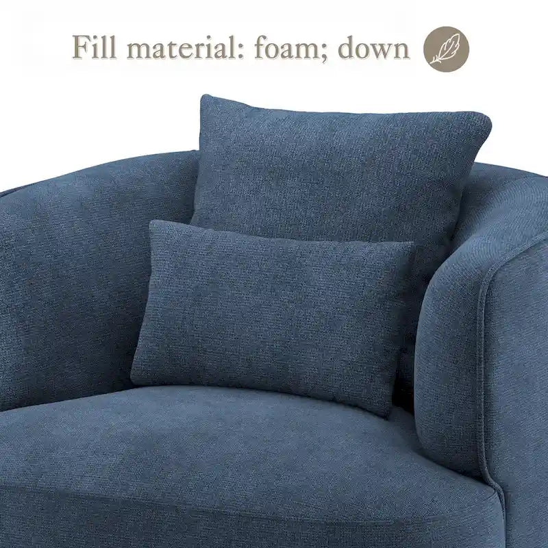 Fauteuil pivotant, tissu mélangé, canapé-fauteuil de salon moderne en forme de baquet - 83 cm de large x 83 cm de profondeur x 68 cm de haut.