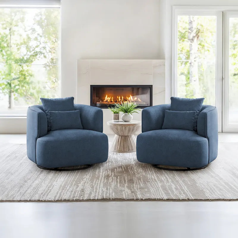 Fauteuil pivotant, tissu mélangé, canapé-fauteuil de salon moderne en forme de baquet - 83 cm de large x 83 cm de profondeur x 68 cm de haut.