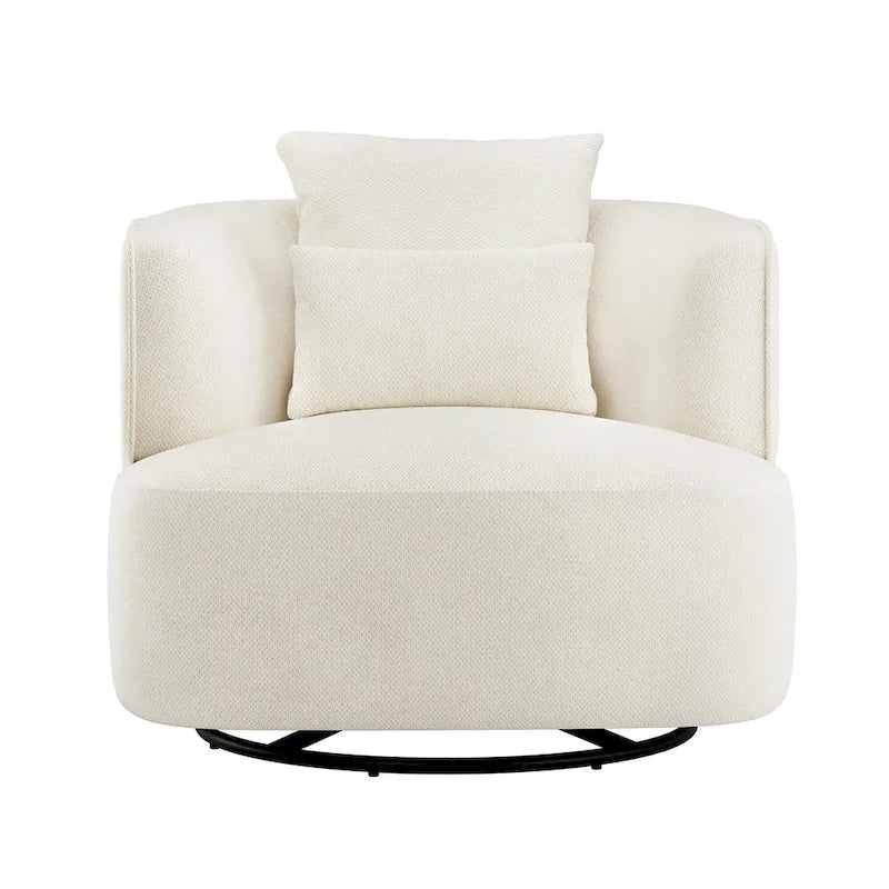Fauteuil pivotant, tissu mélangé, canapé-fauteuil de salon moderne en forme de baquet - 83 cm de large x 83 cm de profondeur x 68 cm de haut.