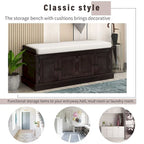 42.70 Banc de rangement rembourré polyvalent et moderne pour entrée avec 4 portes, étagères réglables et range-chaussures