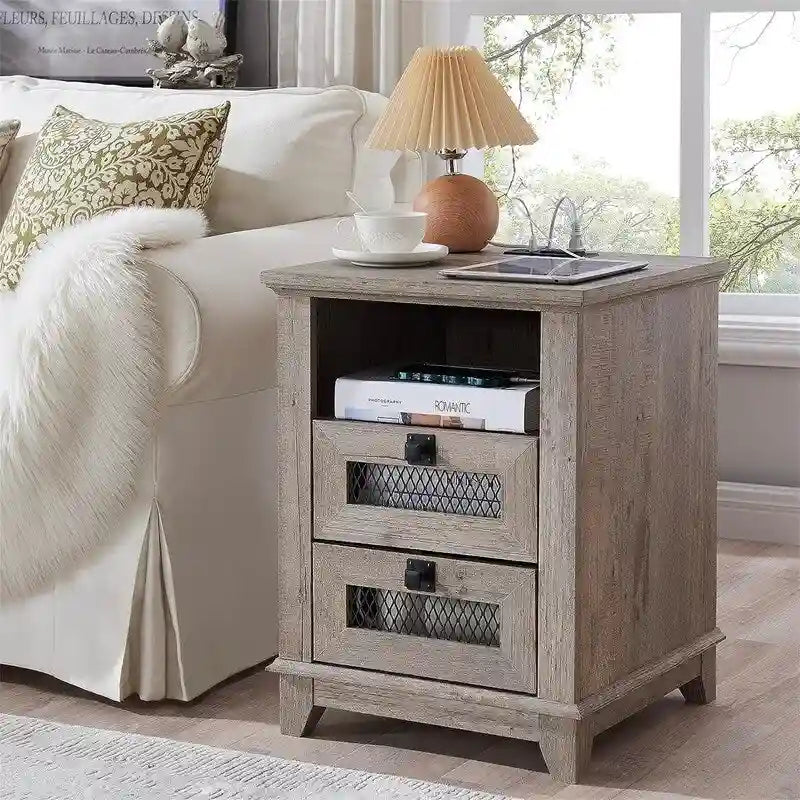 Table d'appoint avec 2 tiroirs - 18P x 18L x 24H