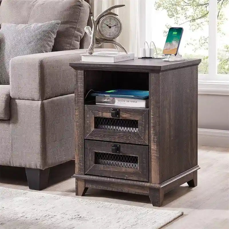 Table d'appoint avec 2 tiroirs - 18P x 18L x 24H
