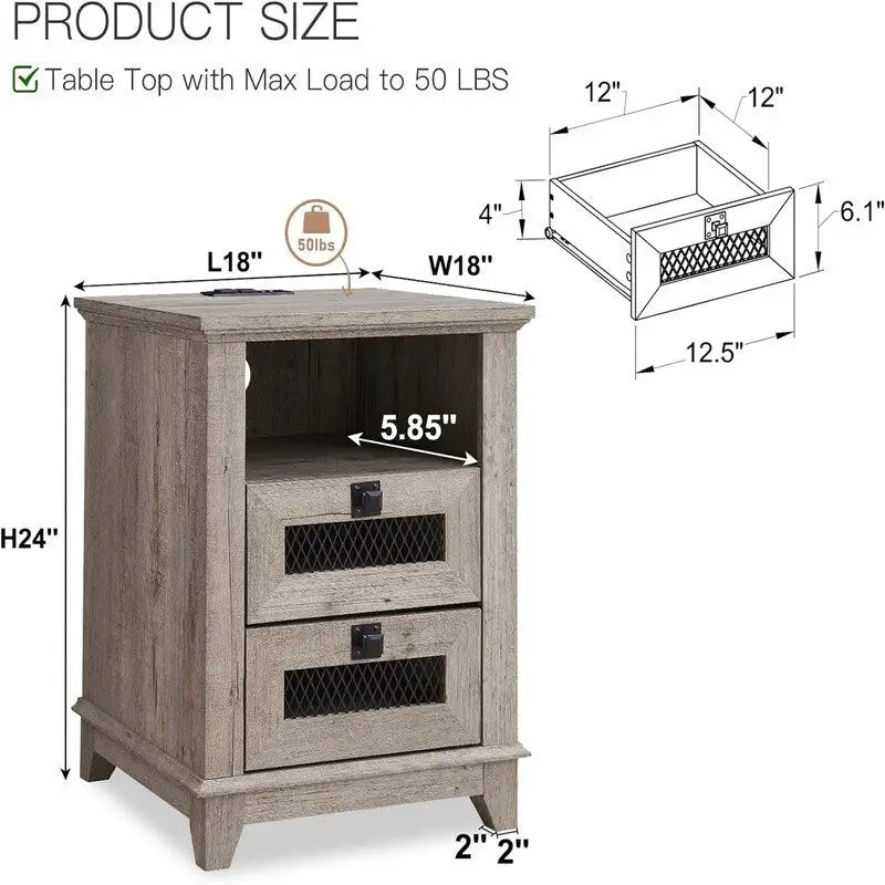 Table d'appoint avec 2 tiroirs - 18P x 18L x 24H