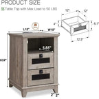 Table d'appoint avec 2 tiroirs - 18P x 18L x 24H