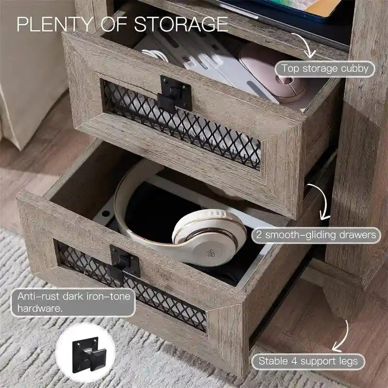 Table d'appoint avec 2 tiroirs - 18P x 18L x 24H