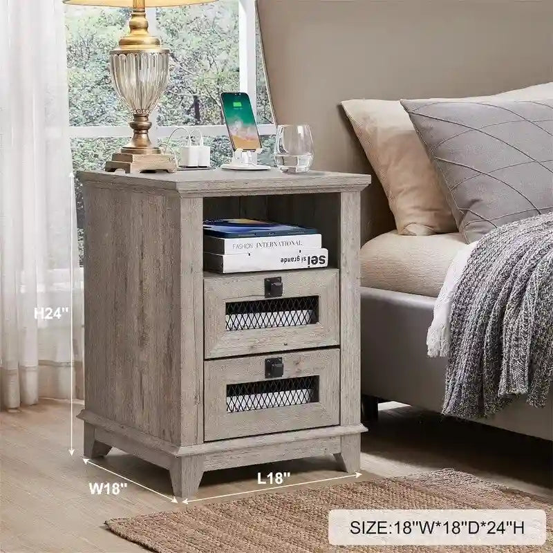 Table d'appoint avec 2 tiroirs - 18P x 18L x 24H