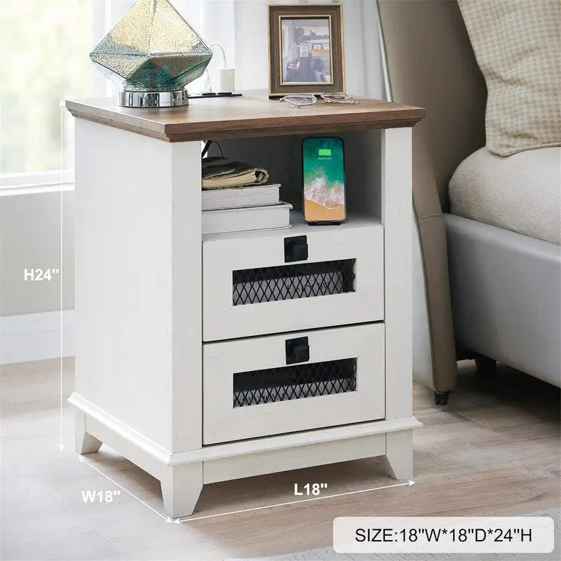 Table d'appoint avec 2 tiroirs - 18P x 18L x 24H