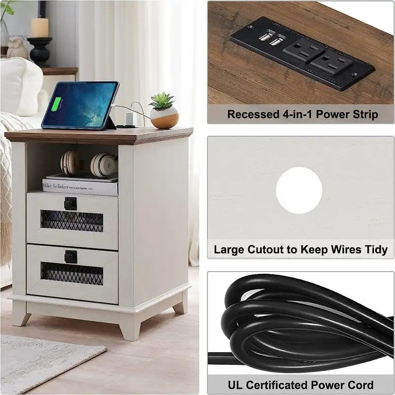 Table d'appoint avec 2 tiroirs - 18P x 18L x 24H