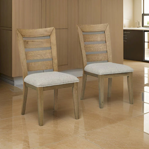 Sili 24 Inch Dining Chair Set of 2, Cushioned, Curved Ladder Back, Brown