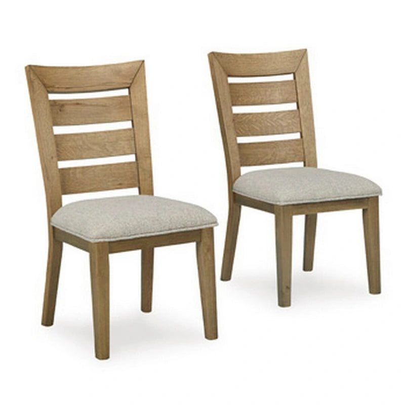 Lot de 2 chaises de salle à manger de 61 cm, rembourrées, dossier incurvé en échelle, marron