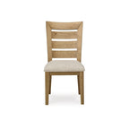 Lot de 2 chaises de salle à manger de 61 cm, rembourrées, dossier incurvé en échelle, marron