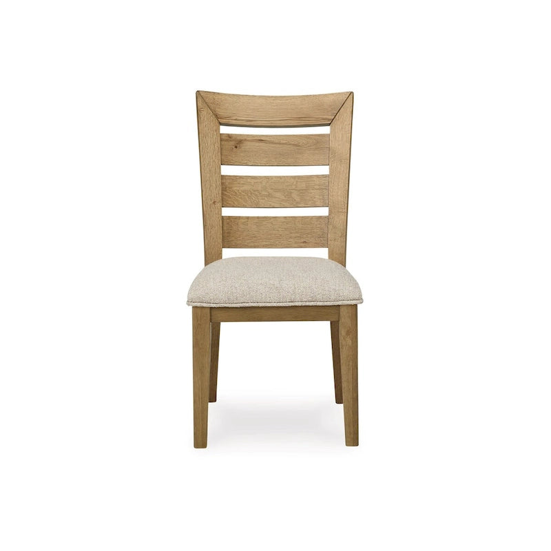Lot de 2 chaises de salle à manger de 61 cm, rembourrées, dossier incurvé en échelle, marron